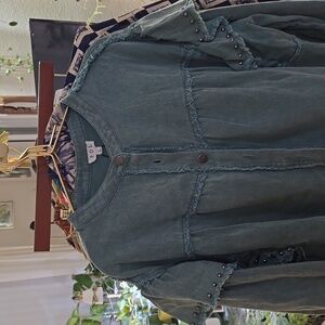 Pol Fringe,  studded, ruffle jean jacket